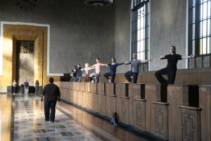 The cast of “Invisible Cities” rehearses at Union Station. Photo courtesy of The Industry.